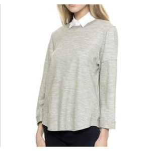 Vince Relaxed Rolled Sleeve Crewneck Wool Grey Soft Sm